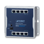 PLANET Industrial 8-Port 10/100/1000T Wall-mounted - Switch - Kupferdraht Non gestito Blu Grigio (Industrial 8-Port - 10