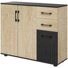 HOMCOM-Credenza-Moderna-con-2-Armadietti-e-2-Cassetti-in-Legno-90x30x75.5cm-Noce-e-Nero