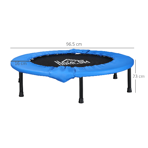 HOMCOM-Trampolino-Elastico-Fitness-Pieghevole-da-Giardino-Φ96.5-x-23-cm-Blu-e-Nero