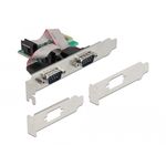 Delock - Adattatore seriale - PCIe 2.0 a basso profilo - RS-232 x 2 - verde