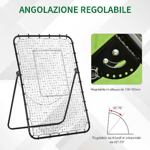 HOMCOM-Rete-da-Calcio-Rebounder-Pieghevole-con-Bersaglio-Altezza-e-Angolazione-Regolabili-Metallo-e-PE-123x73x178.5cm-Nero