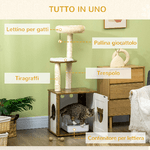 PawHut-Tiragraffi-per-Gatti-con-Mobile-Porta-Lettiera-Posatoi-e-Pallina-da-Gioco-49x46x131.5-cm-Marrone