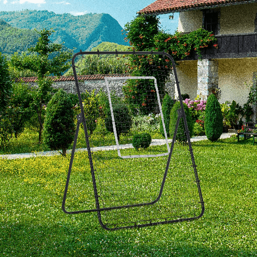 HOMCOM-Rete-da-Calcio-Rebounder-Pieghevole-con-Bersaglio-Altezza-e-Angolazione-Regolabili-Metallo-e-PE-123x73x178.5cm-Nero