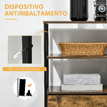 HOMCOM-Cassettiera-in-Stile-Industriale-con-4-Cassetti-in-Tessuto-Pieghevole-e-2-Ripiani-Aperti-84x30x71.5-cm-Marrone