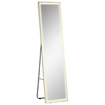 HOMCOM Specchio da Terra e da Parete con Luce LED Regolabile e Telecomando, 40x37x156.5cm