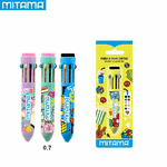 Penna-10-colori-Mitama-penna-a-sfera-con-funzione-scatto-10-diversi-colori-punta-07-mm-4-fantasie-differenti-ideali-per-la