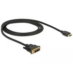 Delock - Cavo adattatore - Collegamento singolo - DVI-D maschio a HDMI maschio - 1 m - Triplo isolamento - Nero - Viti a