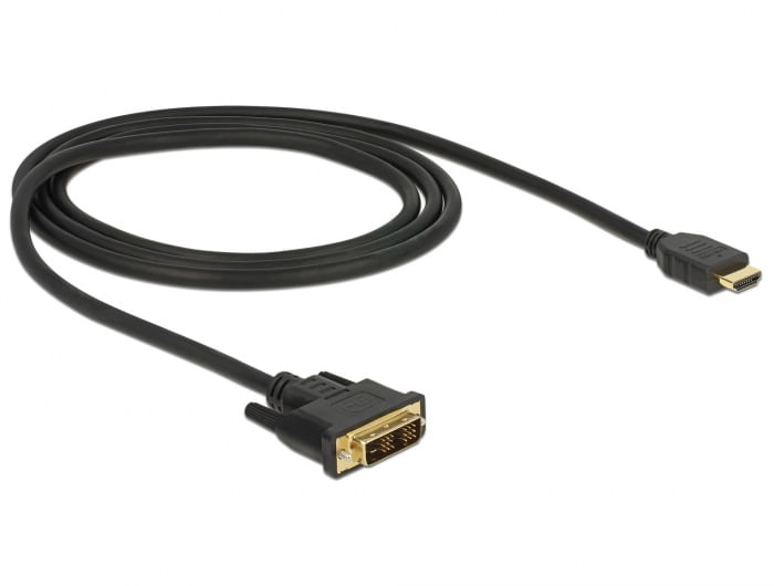 Delock---Cavo-adattatore---Collegamento-singolo---DVI-D-maschio-a-HDMI-maschio---1-m---Triplo-isolamento---Nero---Viti-a