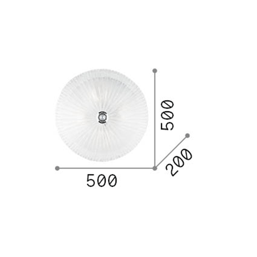 Plafoniera-Classica-Shell-Vetro-Trasparente-4-Luci-E27