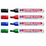 Edding 3300 marcatore permanente Punta smussata Nero, Blu, Verde, Rosso 4 pz