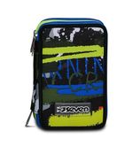 --Astuccio-borsello-3-zip-Seven-graffiti-fluoi-interno-organizzato-e-attrezzato-set-scrittura-pastelli-pennarelli-scuola-bambi