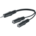 M-Cab 3.5mm - 2x 3.5mm M/F 0.2m cavo audio 02 m 2 x 3.5mm Nero (3.5MM JACK ADAPTER 0.2M M/F - CABLE M/F 3PIN TO 2X2P STE