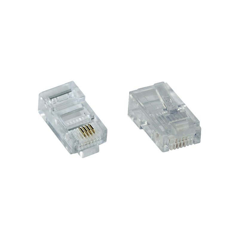 Spina-modulare-8P4C-RJ45-da-crimpare-su-cavo-piatto-ISDN-confezione-da-100