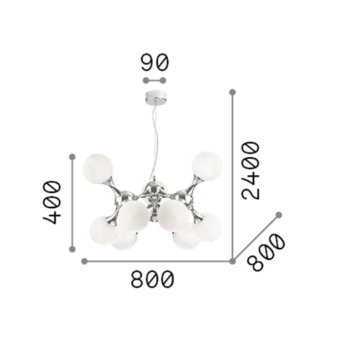 Sospensione-Contemporanea-Nodi-Metallo-Bianco-9-Luci-E14