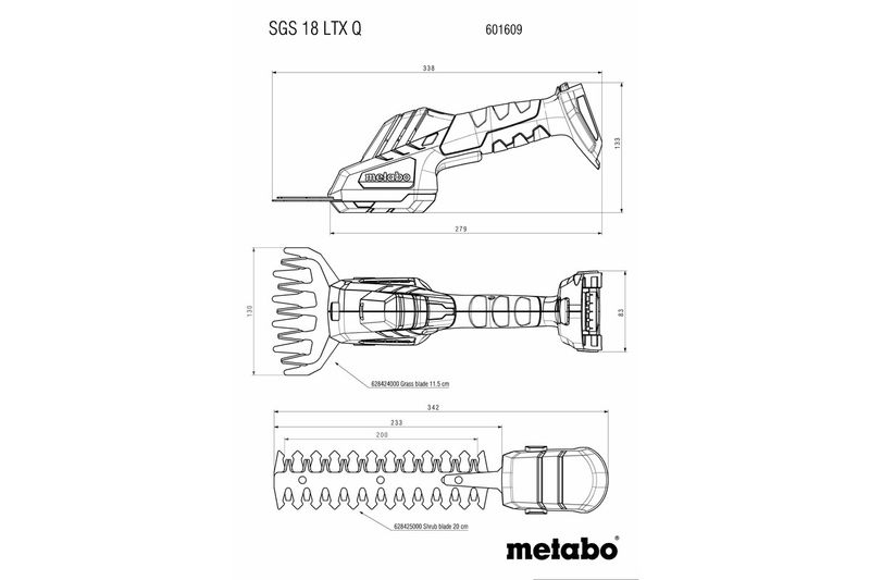 Metabo-601609840-Corpo-SGS-18-LTX-Q-nel-tagliasiepi-metaBox-145