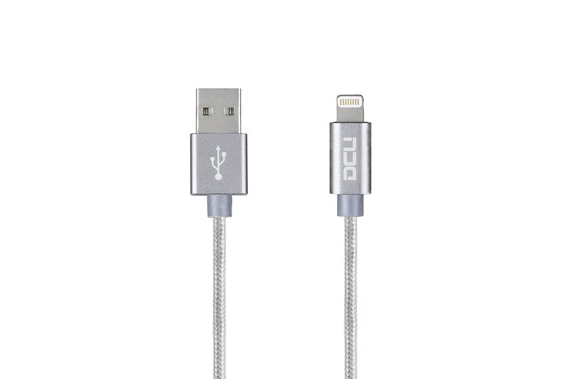 Cavo-DCU-Tecnologic-Lightning-C89---Connettore-USB-2.0-in-Alluminio---Conduttore-in-Rame---Colore-Silver