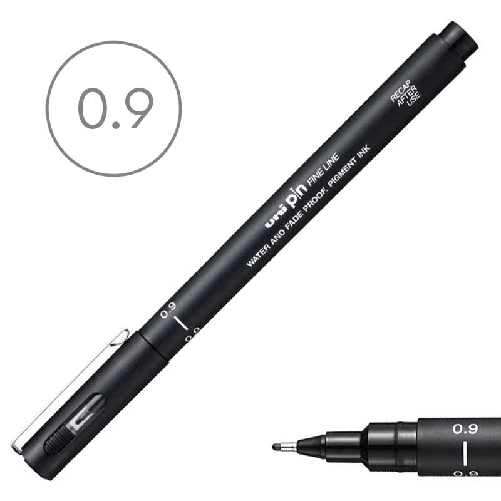 Marcatore-Fineliner-a-penna-UNI-PIN-punta-09-mm-inchiostro-pigmentato-colore-nero-tratto-preciso-e-nitido-per-disegni-tecnici