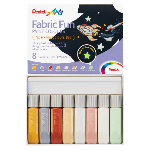 PENTEL-ARTS-fabric-fun-colori-scintillanti-per-tessuto-set-8-colori