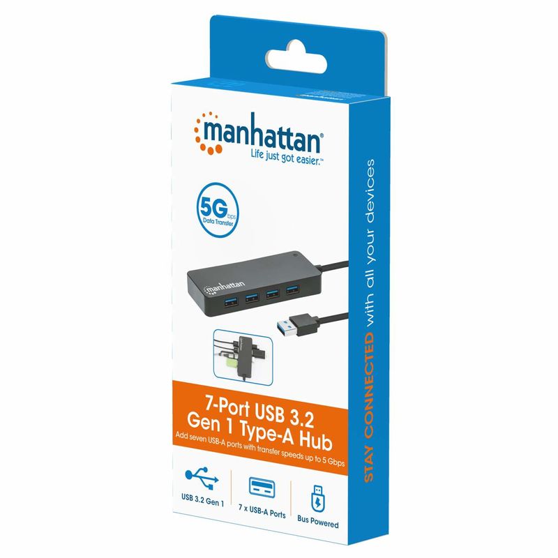 Manhattan-168403-hub-di-interfaccia-USB-3.2-Gen-1-3.1-Gen-1-Type-A-5000-Mbit-s-Nero--USB-A-Dock-Hub-Ports-x7-USB-A-x7-5-