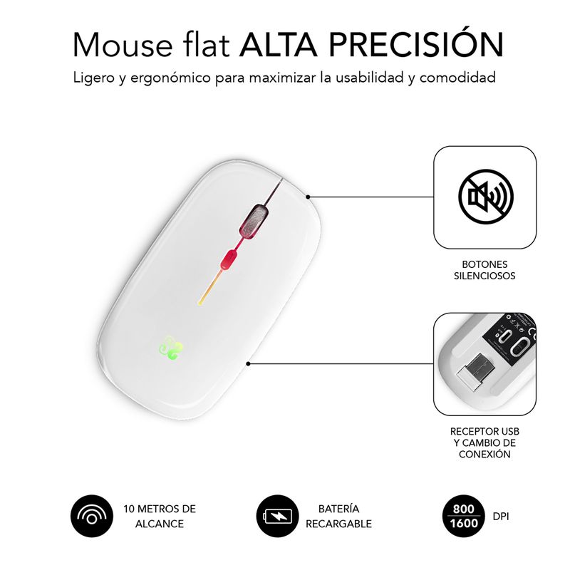 SUBBLIM-SUBMO-LDFLAT2-mouse-Ambidestro-RF-Wireless---Bluetooth---USB-Type-A-Ottico-1600-DPI