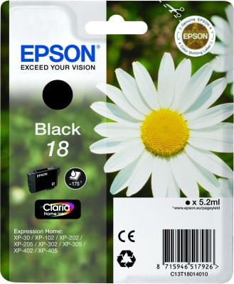 ORIGINALE-Epson-Cartuccia-d--39inchiostro-nero-C13T18014012-18-175-pagine-52ml-standard