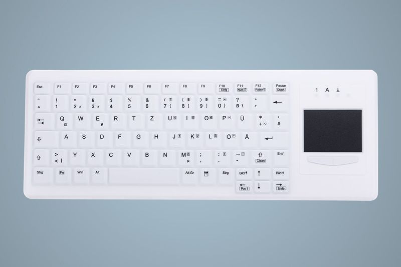 Hygiene-Compact-Touchpad-Keyboard-Fully-Sealed-Watertight---Corded---QWERTY---White