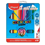 Maped - Matite colorate resistenti Color Peps, 18 matite per colorare ultra resistenti ed ergonomiche, scatola di metallo da 18 matite in resina