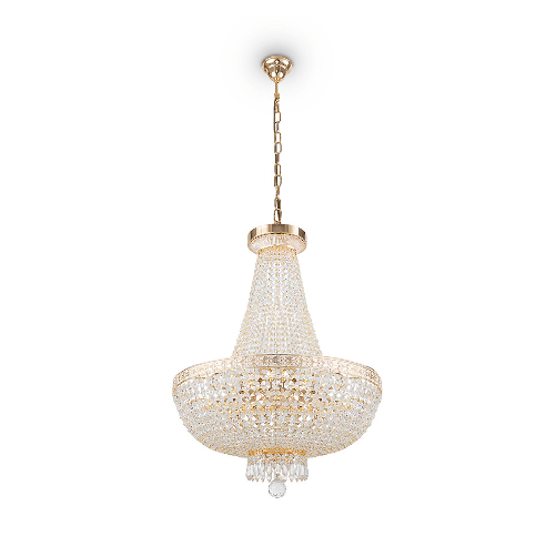 Lampadaro-Contemporaneo-Bella-Metallo-Oro-8-Luci-Diffusori-Metallo