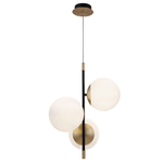 Sospensione-Contemporanea-Nostalgia-Metallo-Oro-Opaco-3-Luci-Diffusori-Bianchi