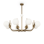 Maytoni Lampadario Contemporaneo Rendez-Vous Metallo Ottone 8 Luci E Diffusori Bianchi