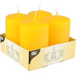 Papstar 10493 candela di cera Cilindro Giallo 4 pz