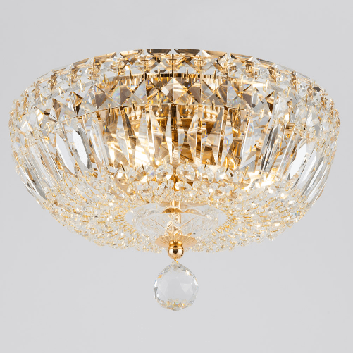 Plafoniera-Contemporanea-Basfor-Metallo-Oro-3-Luci-Diffusori-Tessile