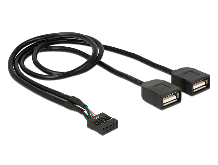 Delock-USB-Kabel-Pin-Header-Buchse->-2-x-USB-2.0-Typ-A-Buchse-40-cm--83823-