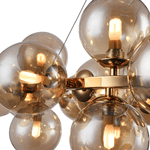 Lampadario-Contemporaneo-Dallas-Metallo-Oro-25-Luci-Diffusori-Ambra