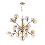 Lampadario-Contemporaneo-Dallas-Metallo-Oro-24-Luci-Diffusori-Ambra