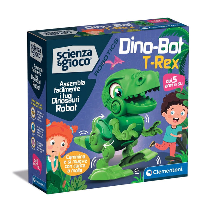 Clementoni-Robot-Scienza-Robotics-Dino-Bot-Costruire-Laboratorio-Robotica-Modello-di-Dinosauro-T-Rex-STEM-Gioco-Scientifico-5-Anni-Made-in-Italy-Colore-Italiano-Medio-19331