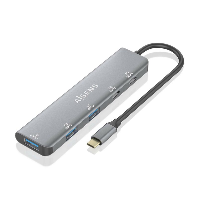 AISENS-A109-0857-hub-di-interfaccia-USB-3.2-Gen-1--3.1-Gen-1--Type-C-5-Mbit-s-Grigio