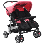 VidaXL 10155 carrozzina Passeggino gemellare 2 seduta(e) Nero, Rosa