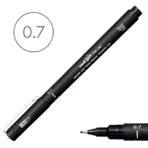 Marcatore-Fineliner-a-penna-UNI-PIN-punta-07-mm-inchiostro-pigmentato-colore-nero-tratto-preciso-e-nitido-per-disegni-tecnici