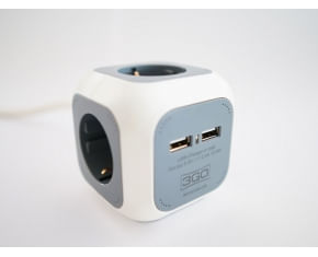 Multipresa-3GO-4-Prese---2xUSB---Forma-Cubo---2.1A---Colore-Bianco