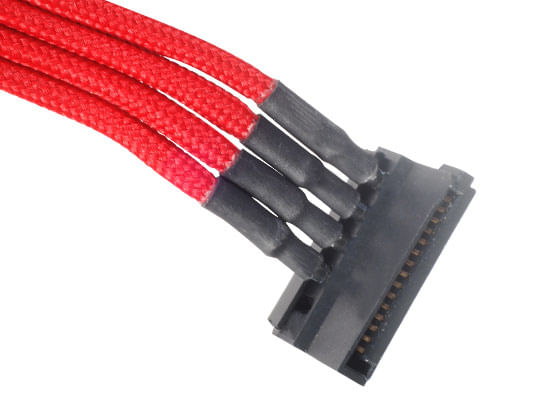 Silverstone-0.3m-Molex-4p-4xSATA-03-m--Silverstone-4-pin-Molex-to-4x-SATA-30cm-Extension---Red-