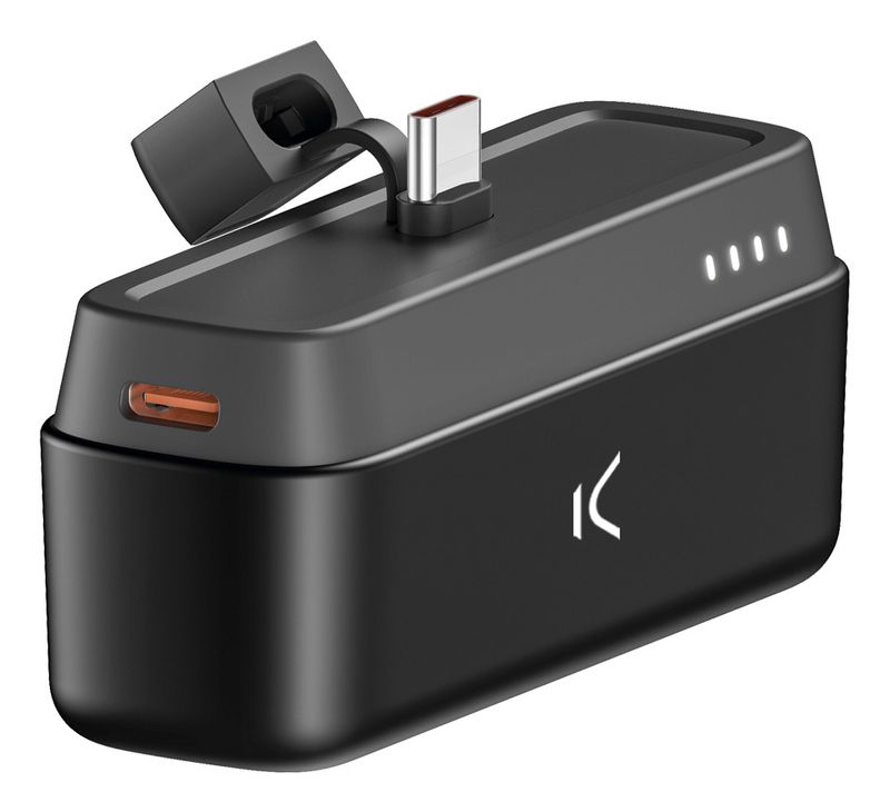 Ksix-Powerbank-Mini-con-supporto-4800mAH-10W---cavo-da-USB-A-a-USB-C---Nero