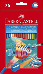 Faber-Castell-Matite-acquerello-colorate-classiche-Confezione-da-36-matite-colorate-acquerello-esagonali---pennello---Resistenza-alla-rottura---Colori-assortiti