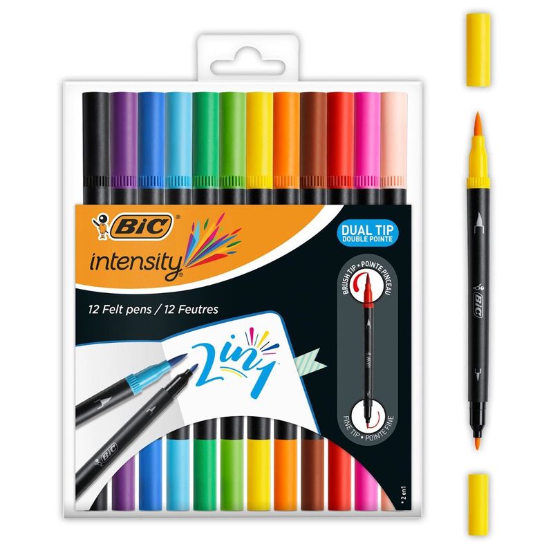 BIC-989695-marcatore-Nero-Blu-Marrone-Verde-Azzurro-Verde-chiaro-Arancione-Rosa-Porpora-Rosso-Viola-Giallo-12-pz