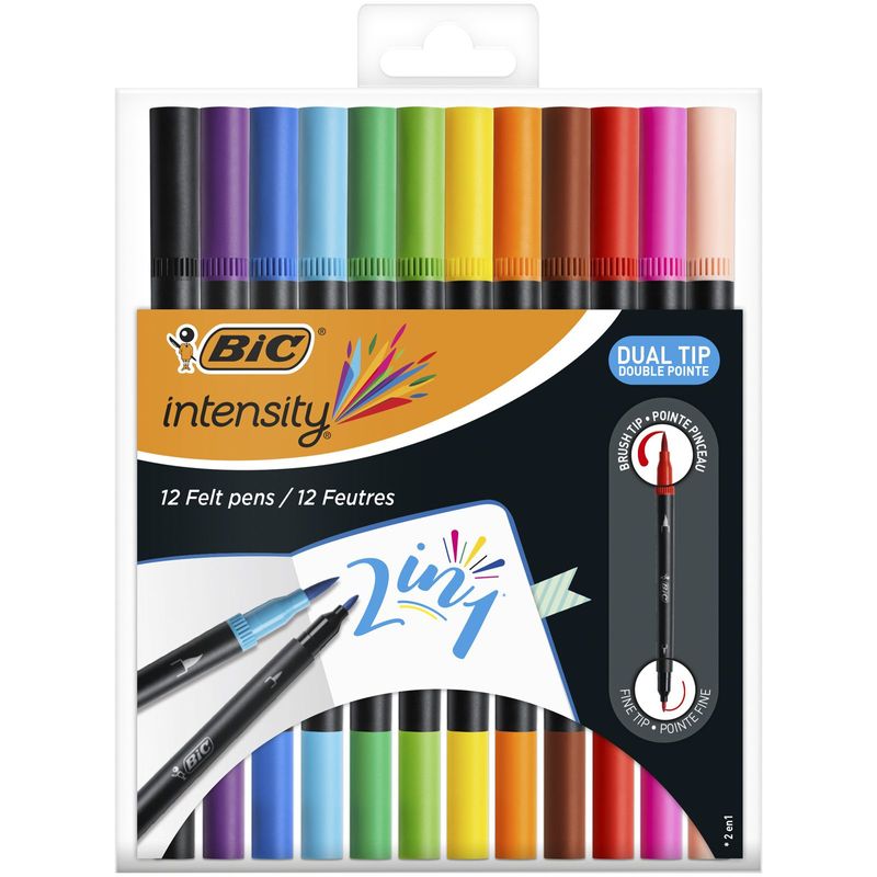 BIC-989695-marcatore-Nero-Blu-Marrone-Verde-Azzurro-Verde-chiaro-Arancione-Rosa-Porpora-Rosso-Viola-Giallo-12-pz