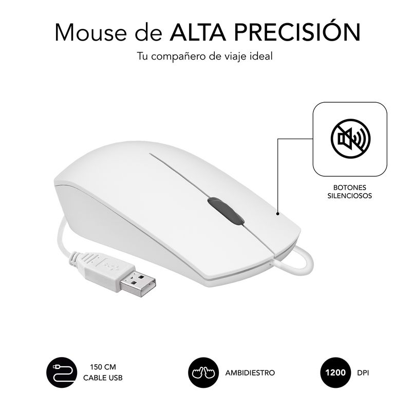 SUBBLIM-SUBKBC-CSSK02-tastiera-Mouse-incluso-USB-QWERTY-Spagnolo-Bianco