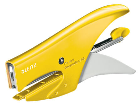 Leitz-Cucitrice-a-pinza-Capacita-15-fogli-Design-ergonomico-in-metallo-Include-punti-Gamma-WOW-55472016---Giallo