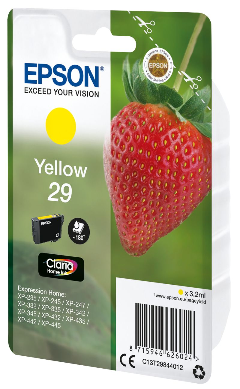 ORIGINALE-Epson-Cartuccia-d--39inchiostro-giallo-C13T29844012-29-180-pagine-32ml-C13T29844010