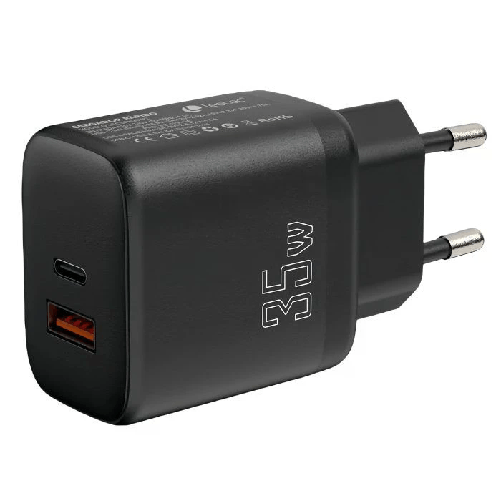 Caricabatterie-per-smartphone-Leotec-35W-con-porte-USB-C-PD-3.0-e-USB-A---Protezione-da-sovracorrente-e-cortocircuito---Colore-nero