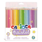 Carioca Pastel - Matite Colorate, Matite Esagonali Lavabili per Bambini, Resistenti, Colori Assortiti e Brillanti, Facili da Temperare, 24 Pezzi